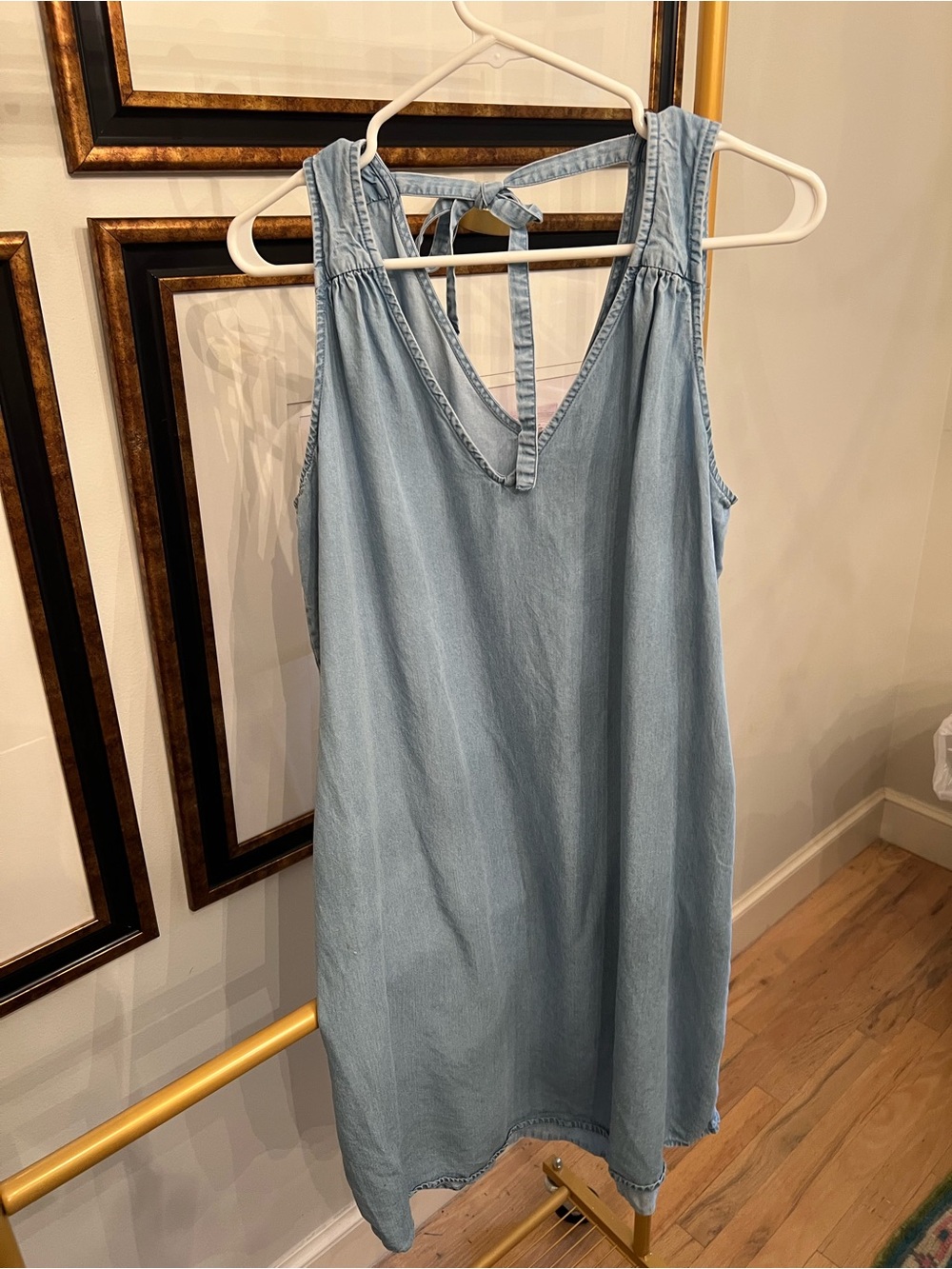 Gap Light Blue Tie-Back Chambray Shift Dress
